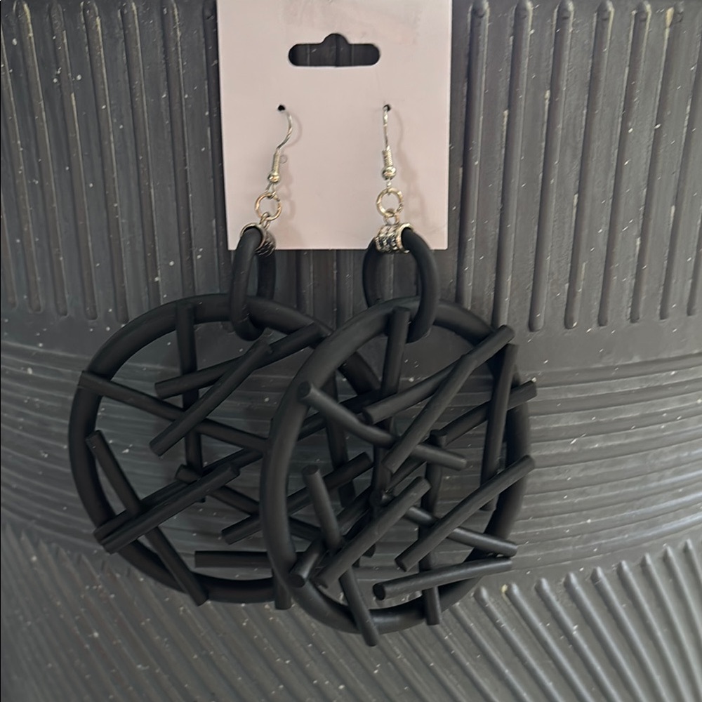 Circular Earrings in Gray, or Cream. Lightweight Rubber. Price per pair - Picture 2 of 2